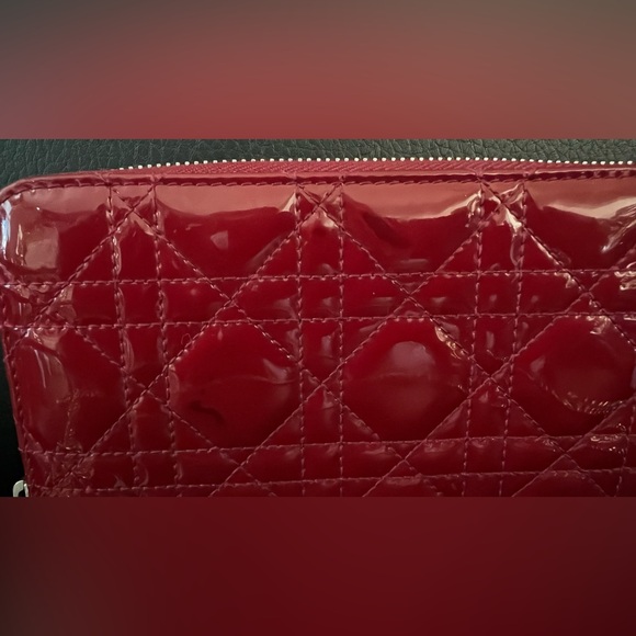 Christian Dior Red Long Zippy Wallet with Crossbody Chain - Picture 5 of 16